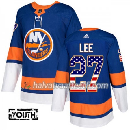 Lasten NHL New York Islanders Pelipaita Anders Lee 27 Adidas 2017-2018 Blue USA Flag Fashion Authentic